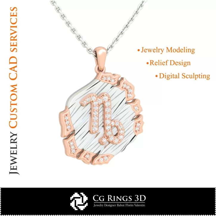 Capricorn Sternzeichen-Anhänger - 3D CAD Capricorn Sternzeichen-Anhänger - 3D CAD