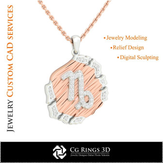 Capricron Zodiac Pendant - 3D CAD Home,  Jewelry 3D CAD, Pendants 3D CAD , Vintage Jewelry 3D CAD , 3D Zodiac Pendants, 3D Retro