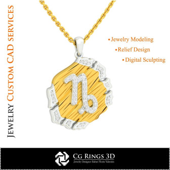 Capricron Zodiac Pendant - 3D CAD Home,  Jewelry 3D CAD, Pendants 3D CAD , Vintage Jewelry 3D CAD , 3D Zodiac Pendants, 3D Retro