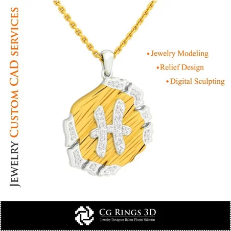 Pisces Zodiac Pendant - 3D CAD