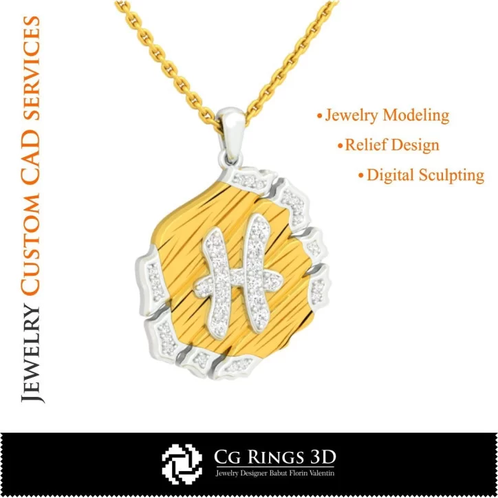 Pisces Zodiac Pendant - 3D CAD