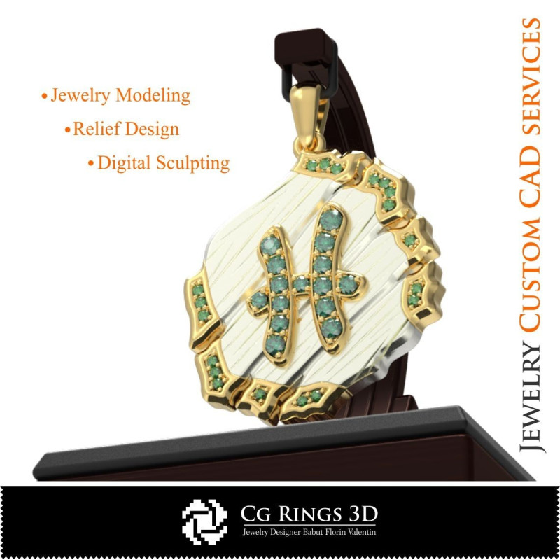 Pisces Zodiac Pendant - 3D CAD