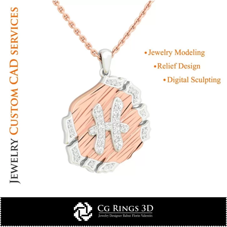 Pisces Zodiac Pendant - 3D CAD