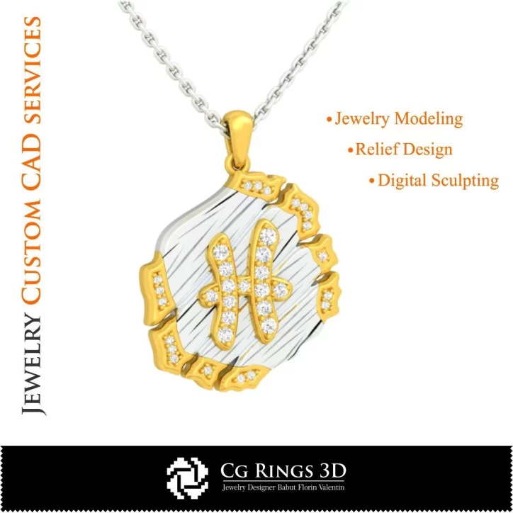 Pisces Zodiac Pendant - 3D CAD