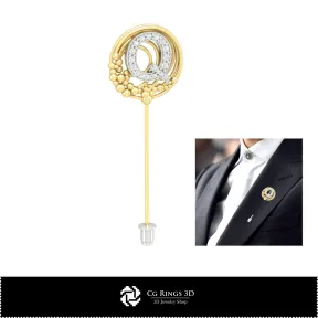 3D-Brosche mit Buchstabe Q Home, Schmuck 3D-CAD, Broschen 3D-CAD, 3D-Broschen-Anstecknadel