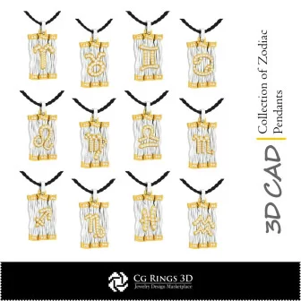 Collection of Zodiac Pendants - 3D CAD Home, Jewelry 3D CAD, Jewelry Collections 3D CAD 