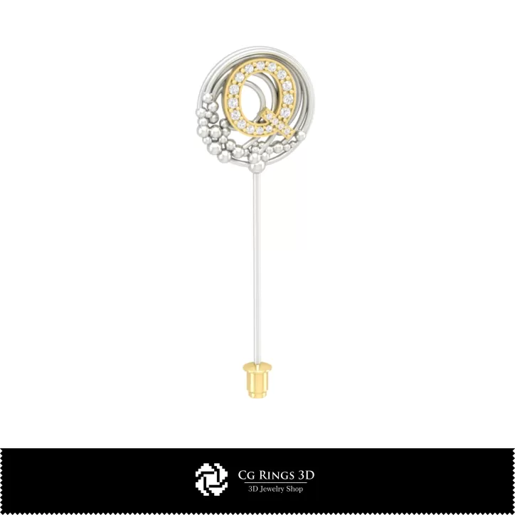Broche 3D avec la lettre Q