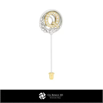 3D Brooch With Letter Q Home, Jewelry 3D CAD, Brooches 3D CAD , 3D Brooch Stick Pin