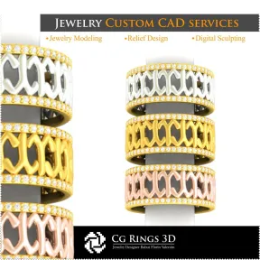 Collection of Wedding Rings with Zodiac - 3D CAD