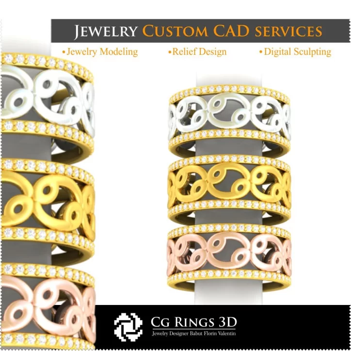 Collection of Wedding Rings with Zodiac - 3D CAD