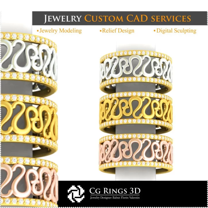 Collection of Wedding Rings with Zodiac - 3D CAD