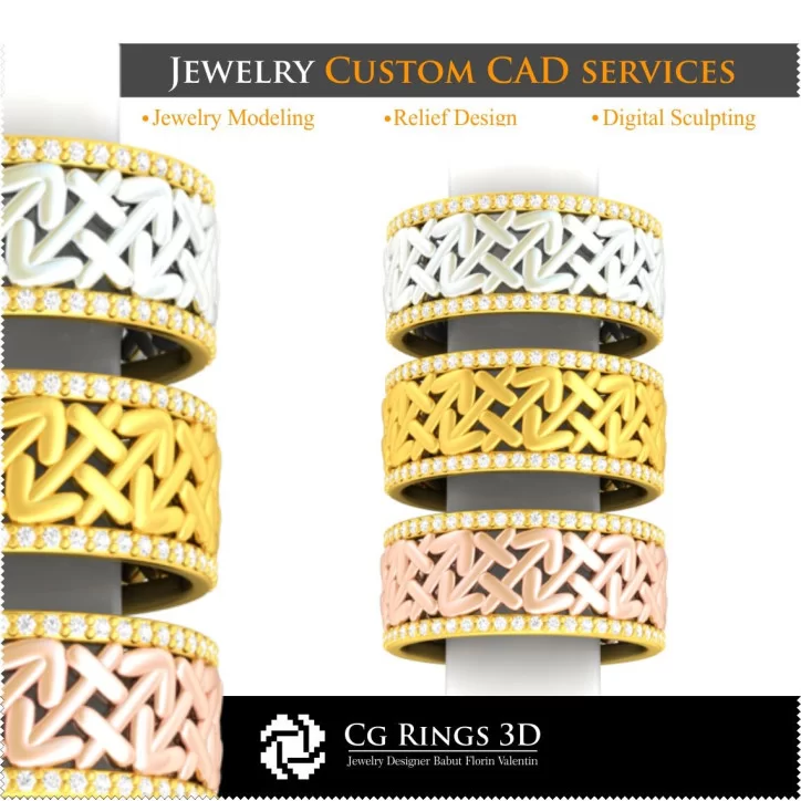 Collection of Wedding Rings with Zodiac - 3D CAD