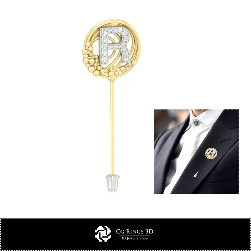 Broche 3D con letra R Broche 3D con letra R