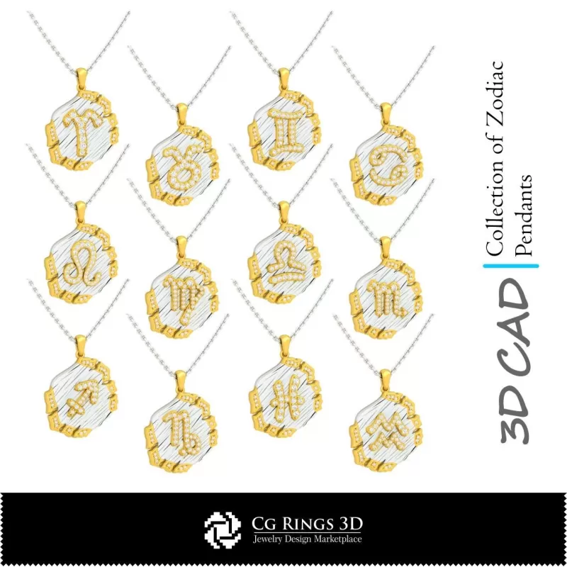 Collezione di Ciondoli Zodiacali - CAD 3D