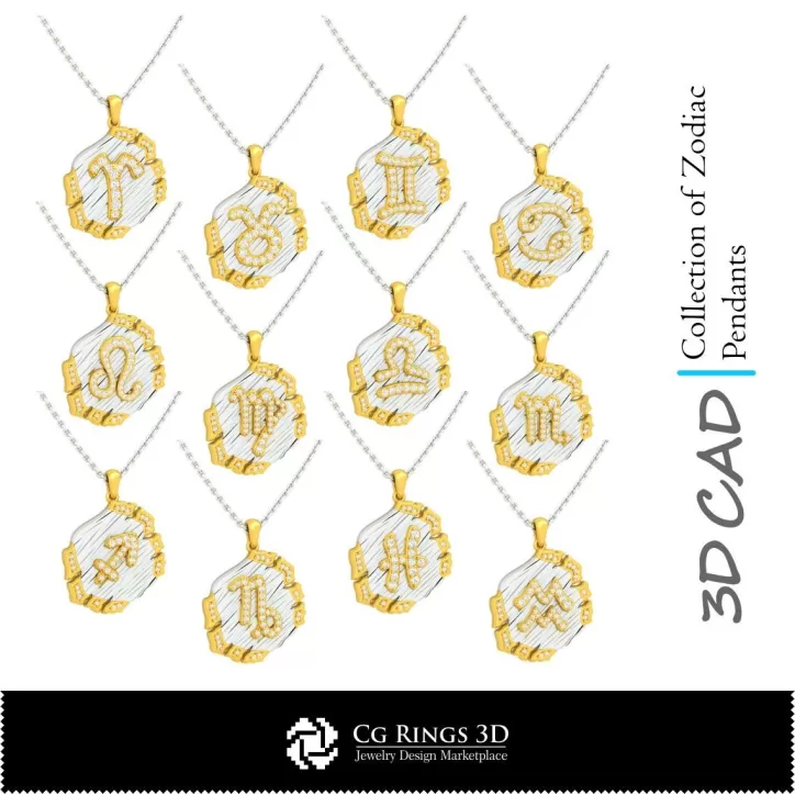 Colección de Colgantes del Zodiaco - CAD 3D Colección de Colgantes del Zodiaco - CAD 3D