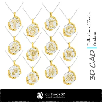 Colección de Colgantes del Zodíaco - CAD 3D para el Hogar, CAD 3D de Joyería, CAD 3D de Colgantes, Colecciones de Joyería en