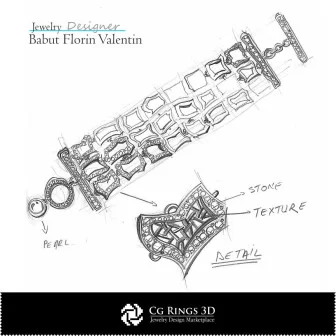 Schizzo di bracciale - Design di gioielli Schizzi di gioielli
