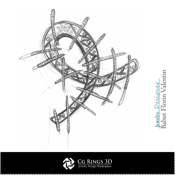 Schizzo ornamento per capelli - Progetto di gioielleria