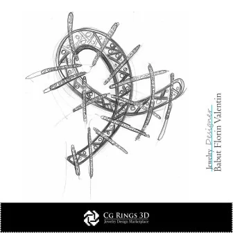 Boceto de adorno para el cabello - Diseño de joyería - Bocetos de joyería