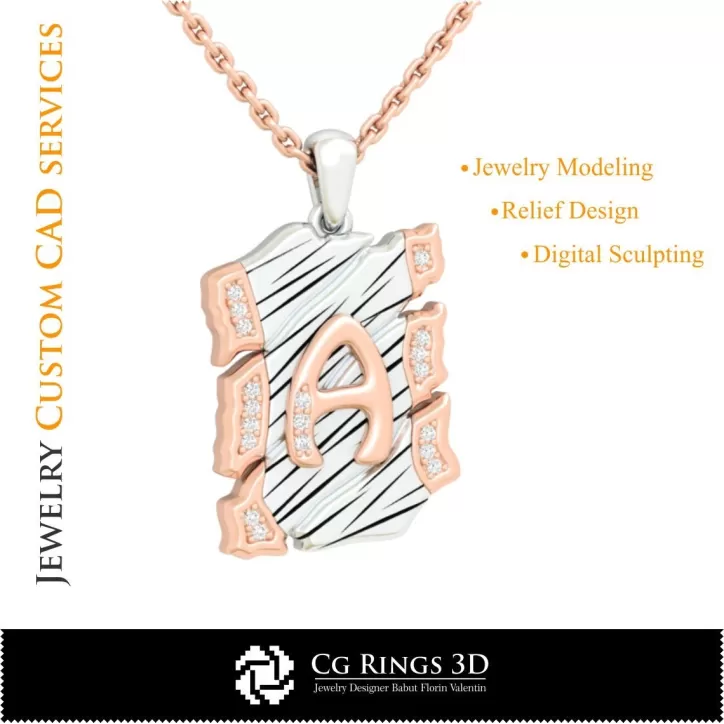 Pendentif avec la lettre A - CAO 3D
