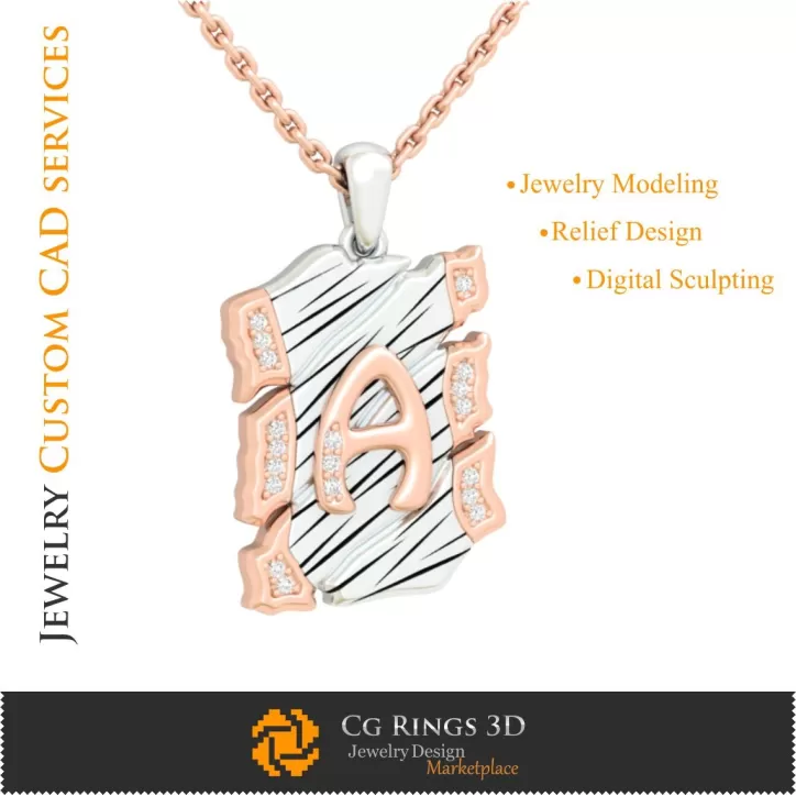 Pendentif avec la lettre A - CAO 3D