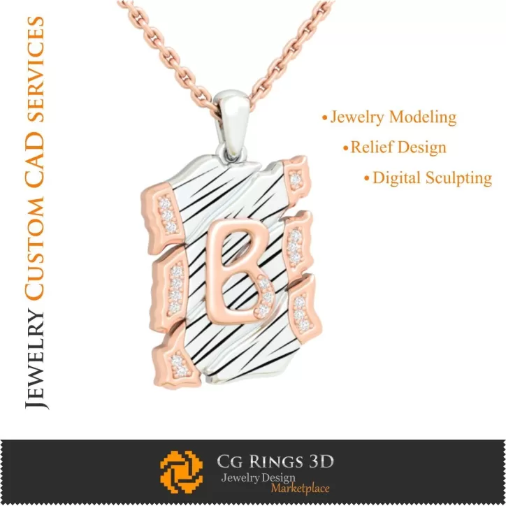 Pendentif avec lettre B - CAO 3D Pendentif avec lettre B - CAO 3D