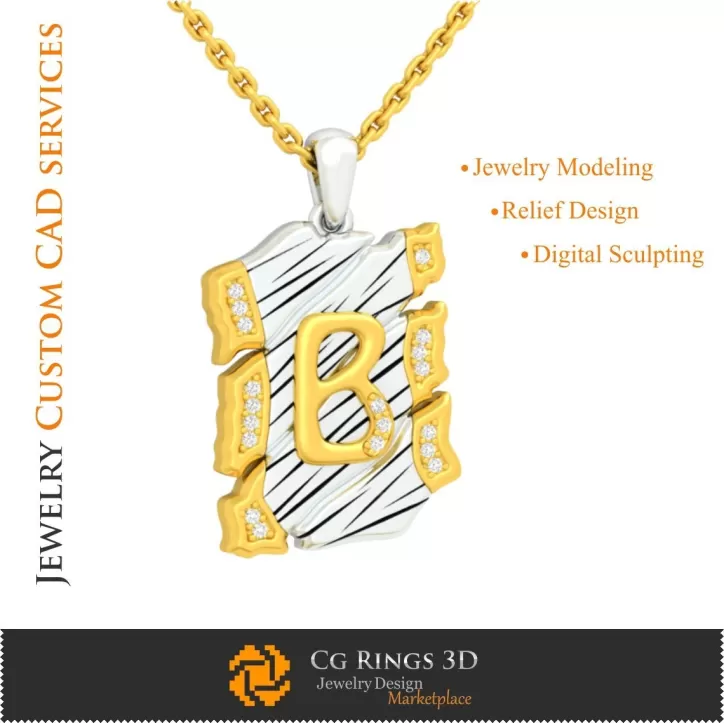 Colgante con letra B - CAD 3D