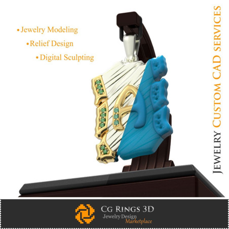Pendant With Letter A - 3D CAD