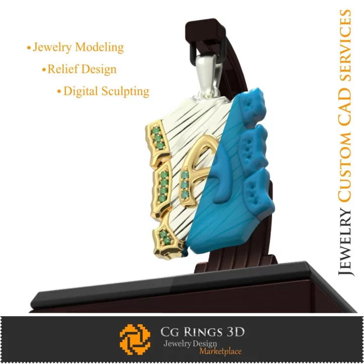 字母 A 吊坠 - 3D CAD