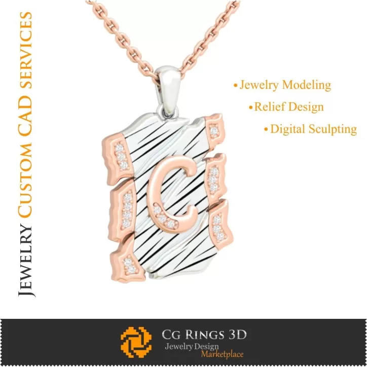 Ciondolo con lettera C - CAD 3D