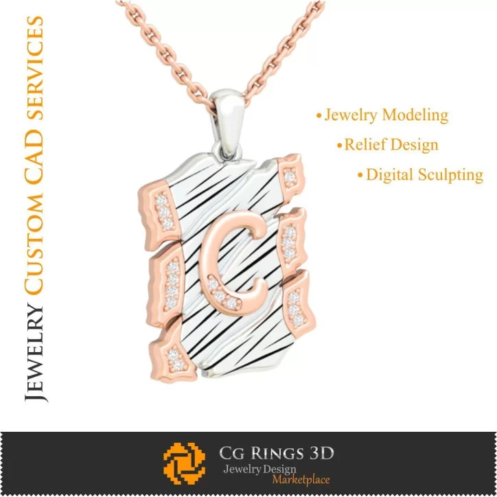 Pendant With Letter C - 3D CAD