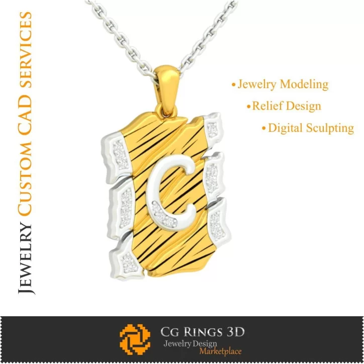 Pendant With Letter C - 3D CAD