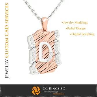 Pendant With Letter D - 3D CAD Home, Jewelry 3D CAD, Pendants 3D CAD , Vintage Jewelry 3D CAD , 3D Letter Pendants, 3D Retro Mo