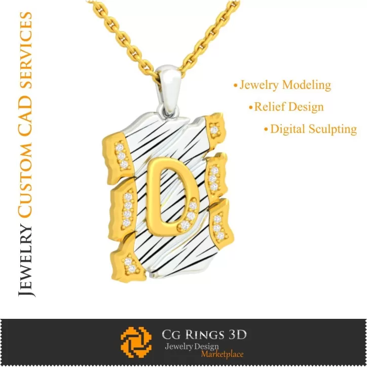Pendentif avec la lettre D - CAO 3D
