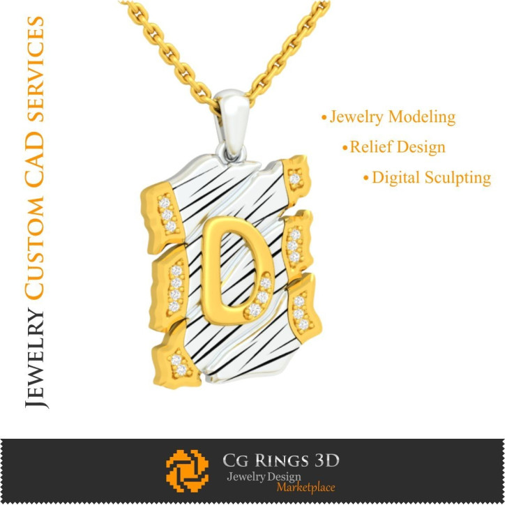 Pendentif avec Lettre D - 3D CAO