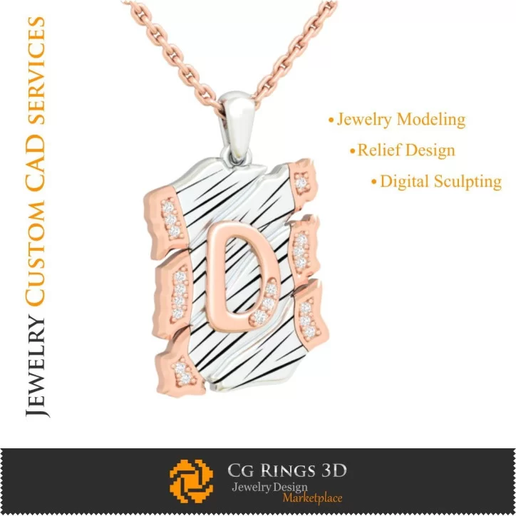 Pendant With Letter D - 3D CAD