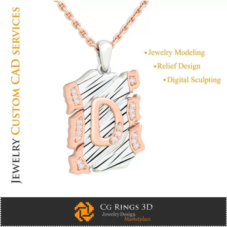 Pendentif avec la lettre D - CAO 3D