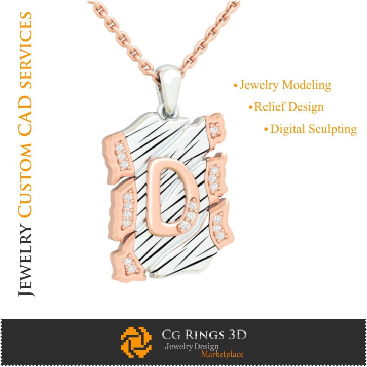 Pendentif avec Lettre D - 3D CAO