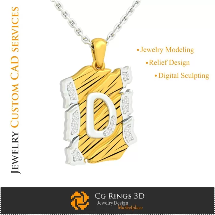 Pendentif avec la lettre D - CAO 3D