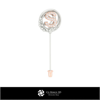 3D Brooch With Letter S Home,  Jewelry 3D CAD, Brooches 3D CAD , 3D Brooch Stick Pin