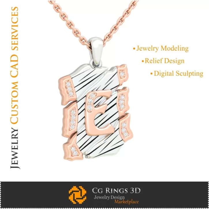 Pendente con lettera E - CAD 3D