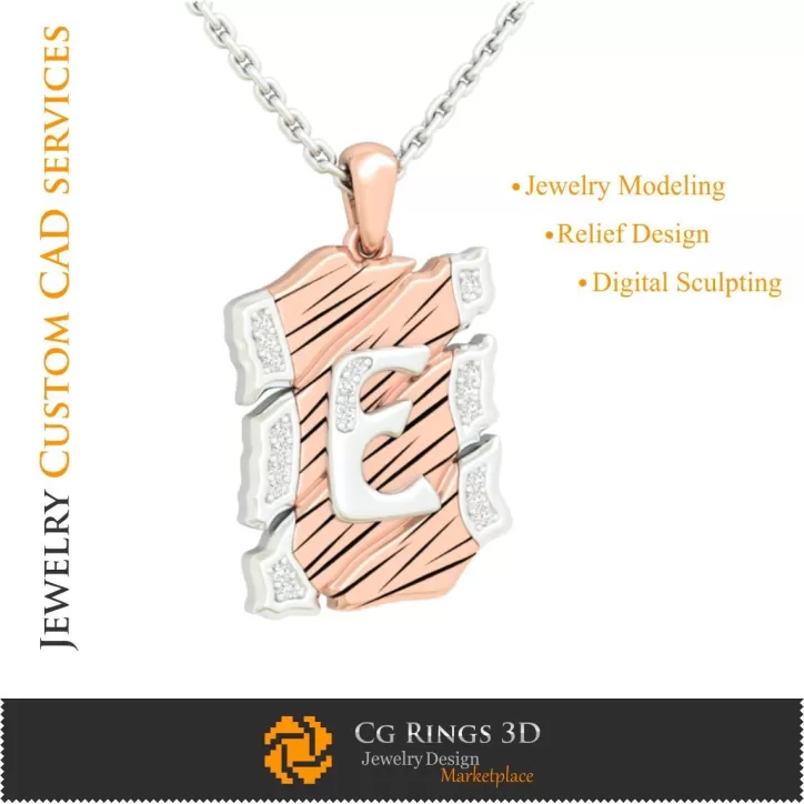 Colgante con la letra E - CAD 3D Colgante con la letra E - CAD 3D