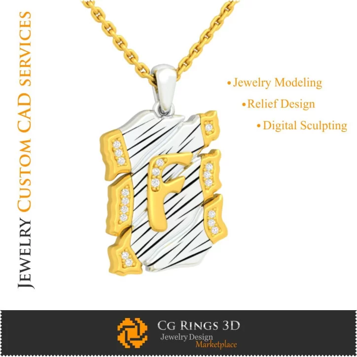 Pendant With Letter F - 3D CAD