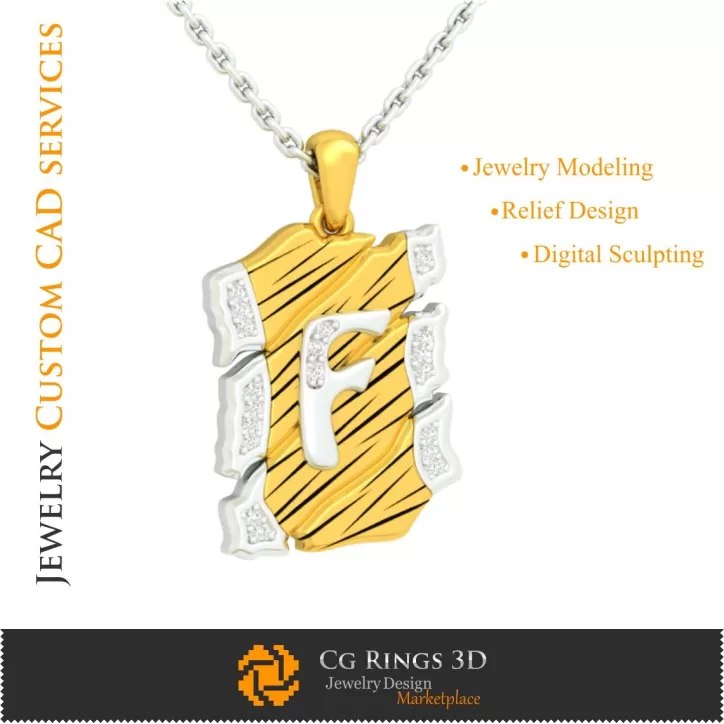Anhänger mit Buchstabe F - 3D CAD