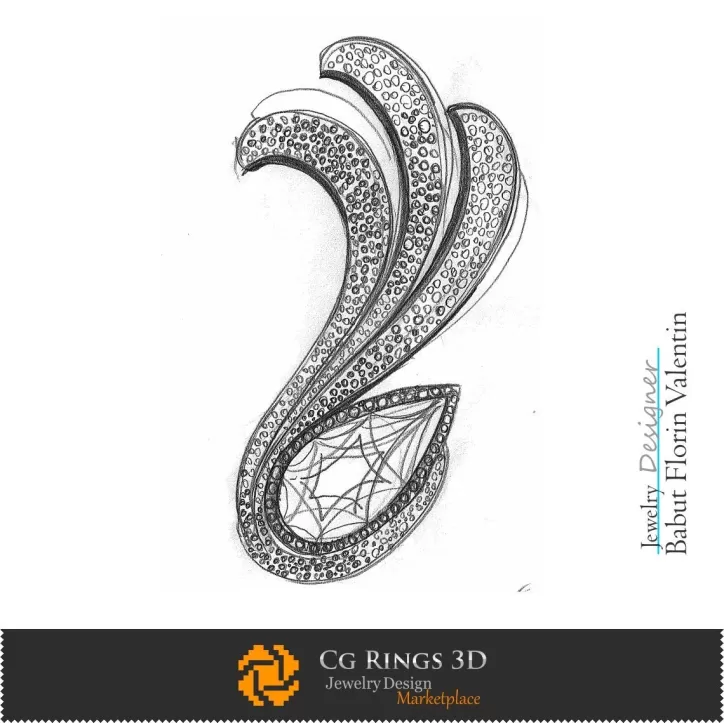 Schizzo di Pendente - Design di Gioielli