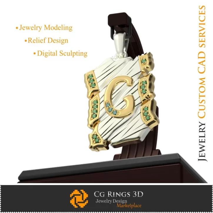 Pandantiv cu literă G - 3D CAD