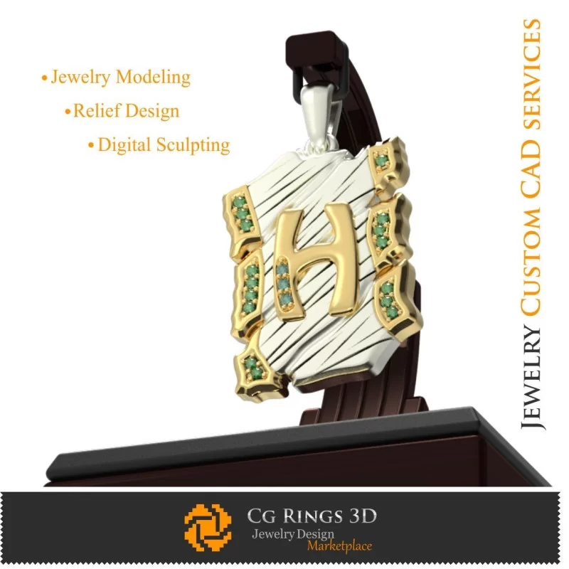 Ciondolo con lettera H - CAD 3D