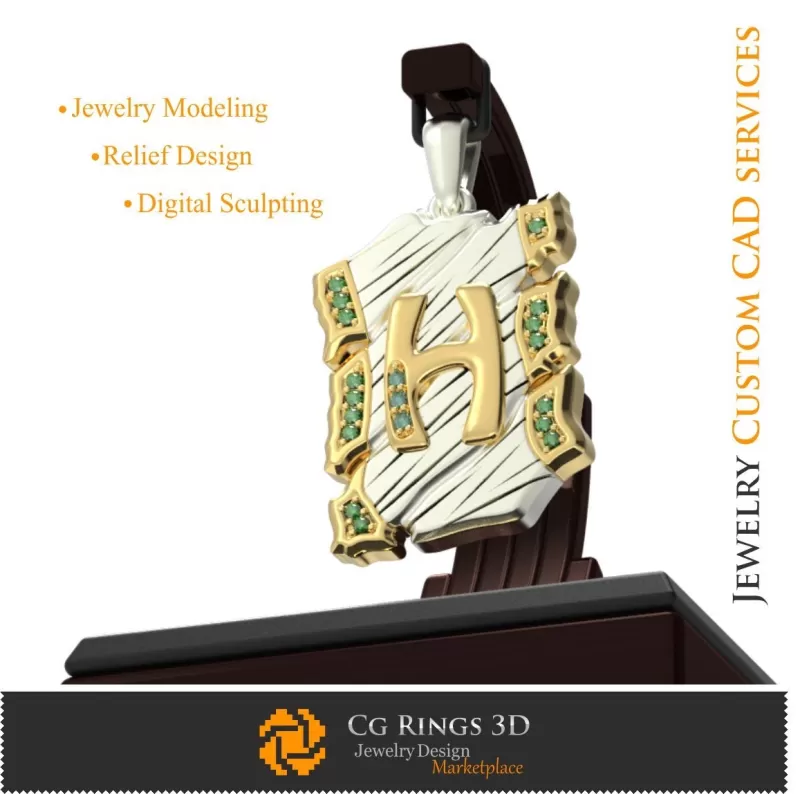 Pandantiv cu Litera H - 3D CAD