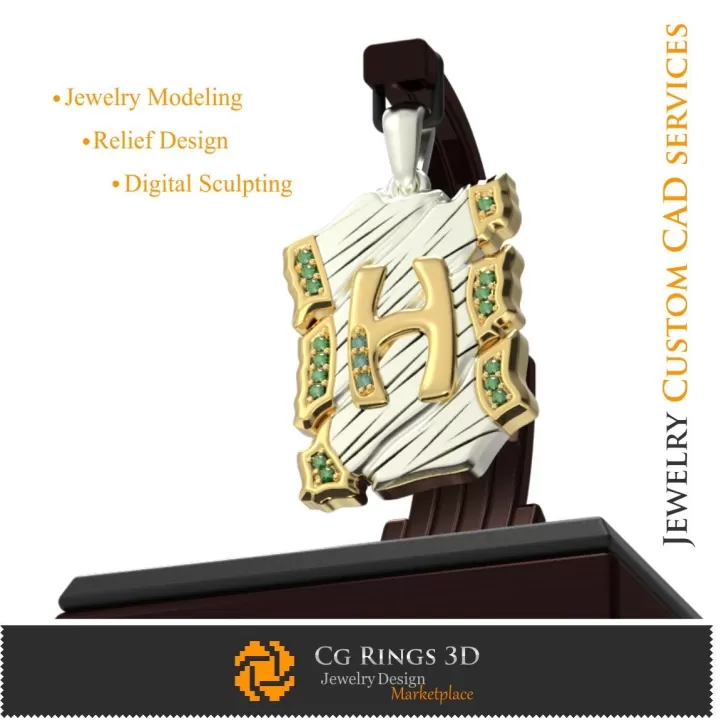 Ciondolo con lettera H - CAD 3D Ciondolo con lettera H - CAD 3D