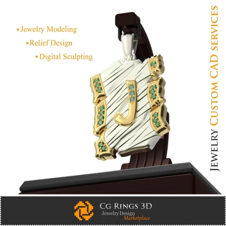Pandantiv cu litera J - CAD 3D Pandantiv cu litera J - CAD 3D